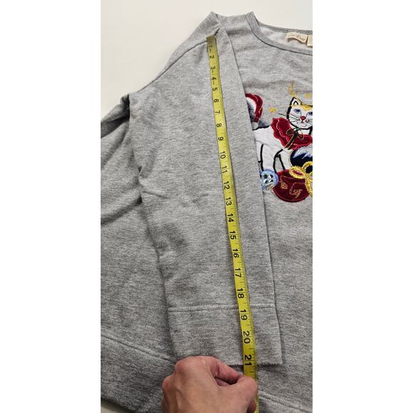 Vintage Bobbie Brooks cat Christmas applique ugly sweater holiday kittens L + - Picture 6 of 8